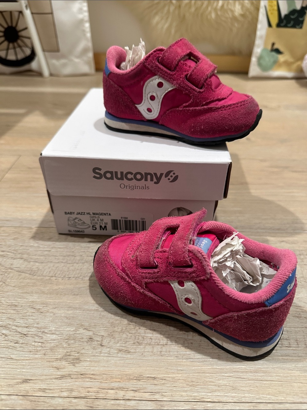 Saucony Kids Pink Magenta Hook-and-Loop Sneakers